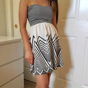 Strapless Geometric Mini Dress